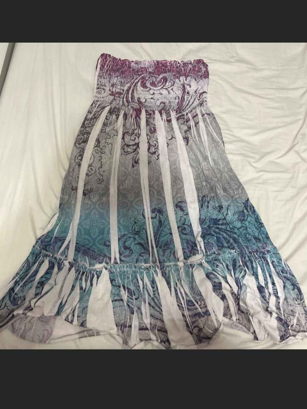 Smocked Ombre Maxi Dress in Purple and Teal